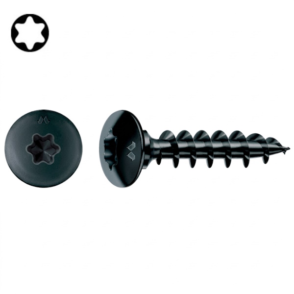 Mustad Vite Panelvit FC per Legno Alluminio e PVC Testa Fungo con Collare (TFC) TORX Neroplus - MUSTAD